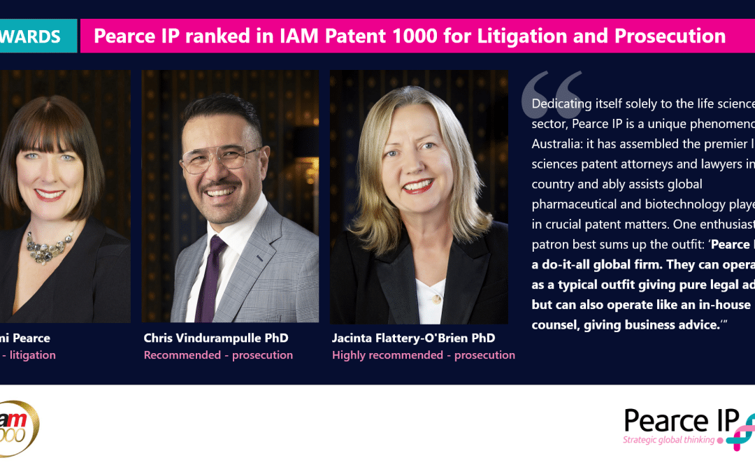 Pearce IP and its Leaders Ranked in IAM Patent 1000 2023 for Litigation and Prosecution